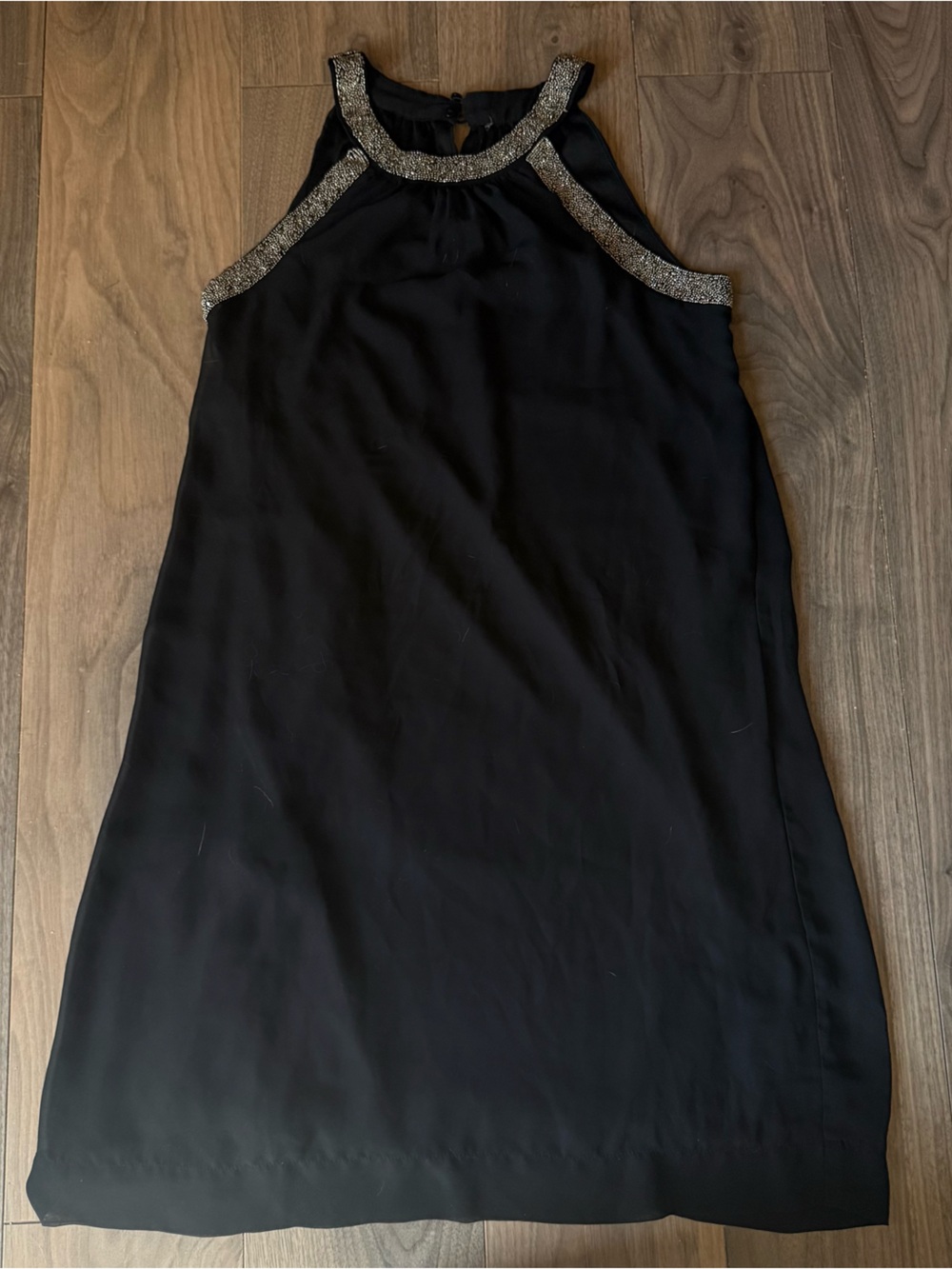Y2K Black Shift Dress with Sparkle Neckline